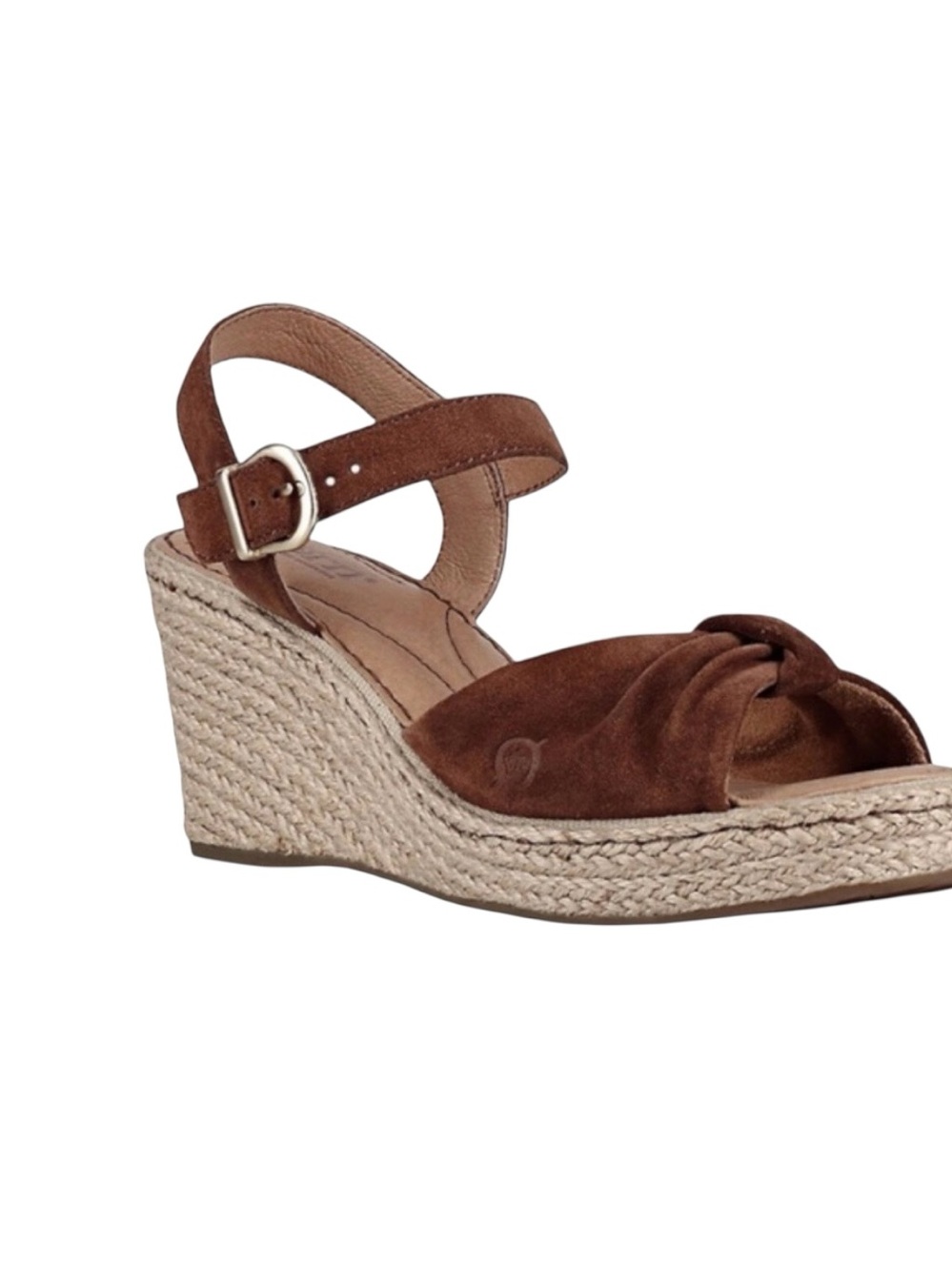 Born Ladue Brown Suede Leather Espadrille Wedge Sandals Size 8